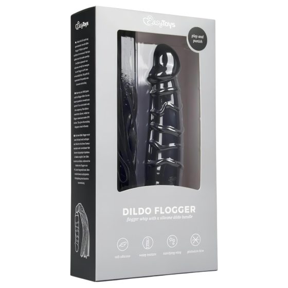 Easytoys Flogger - bič a silikonové dildo v jednom (černé)