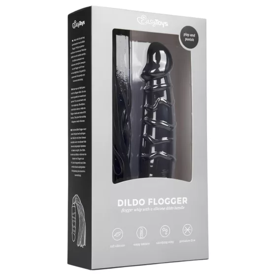 Easytoys - bič a silikonové dildo 2v1 - černý