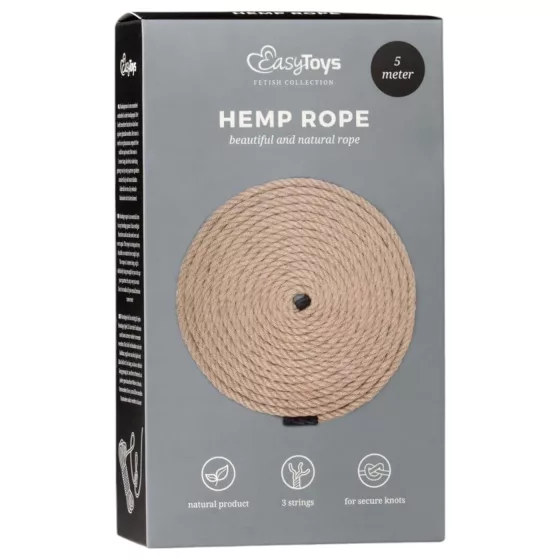 Easytoys Hemp Rope - konopné bondage lano (5 m, přírodní)