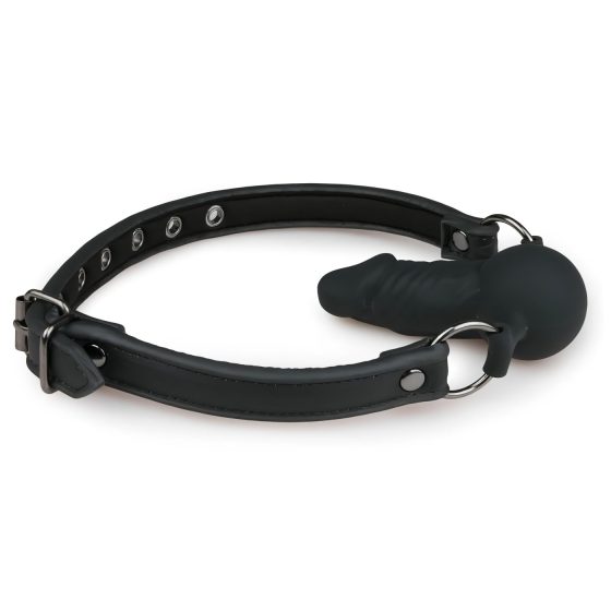 Easytoys - ústní roubík s vnitřním dildem (černý)