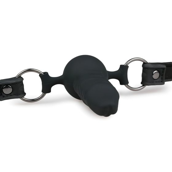 Easytoys - ústní roubík s vnitřním dildem (černý)