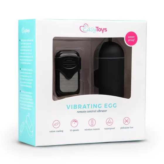 EasyToys - nositelné vibrační vajíčko na dálkové ovládání (černé)