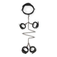   Easytoys - sada obojku, pout a kotníkových manžet (černá)