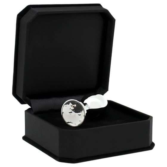 Rimba - anální kolík s kamínkem - kovový, průhledný kámen, stříbrný