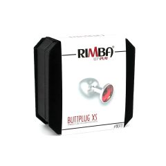   Rimba XS – kovový anální kolík s červeným kamínkem (stříbrný)