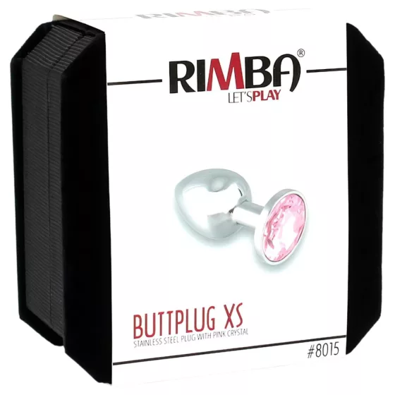 Rimba XS - kovový anální kolík se světle růžovým kamínkem (stříbrný)
