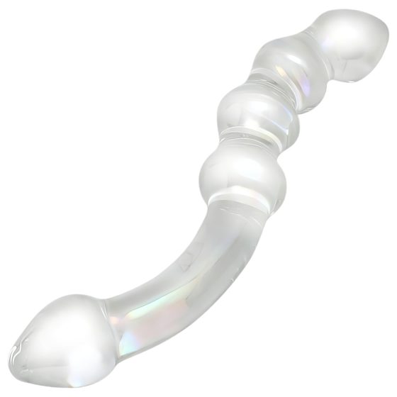 Rimba Dolly - vlnitý anální skleněný dildo (průhledný)