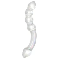 Rimba Xena - dvojité skleněné dildo - průhledné