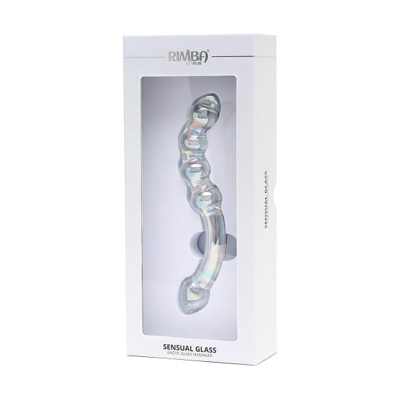 Rimba Xena - dvojitý skleněný dildo (průhledný)