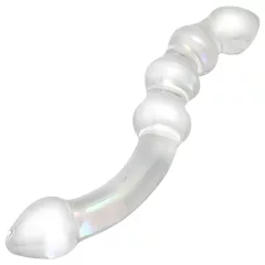 Rimba Xena - dvojité skleněné dildo - průhledné