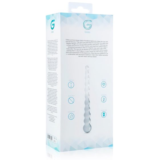 Gildo Glass No. 20 - skleněné dildo s perlami (průhledné)