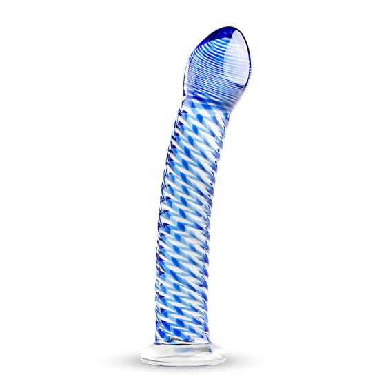 Gildo Glass No. 5 - spirálové skleněné dildo (průhledné modré)