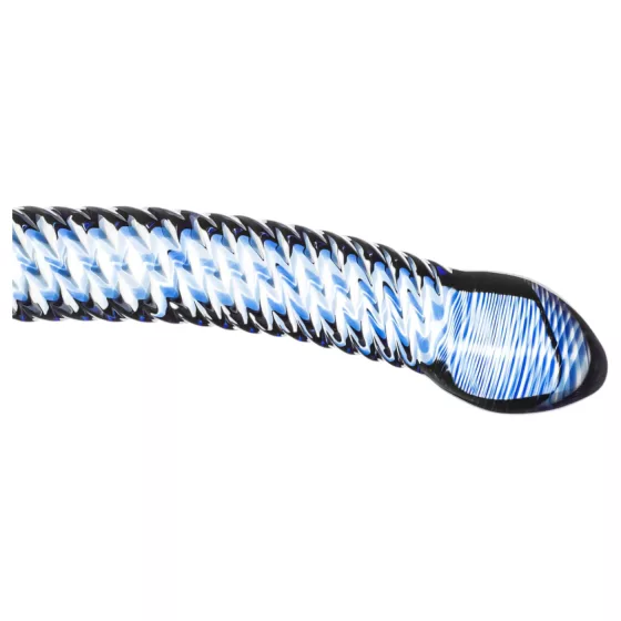 Gildo Glass No. 5 - skleněné dildo - spirálový tvar - průhledné modré