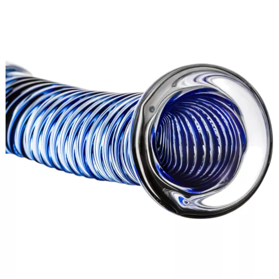 Gildo Glass No. 5 - skleněné dildo - spirálový tvar - průhledné modré