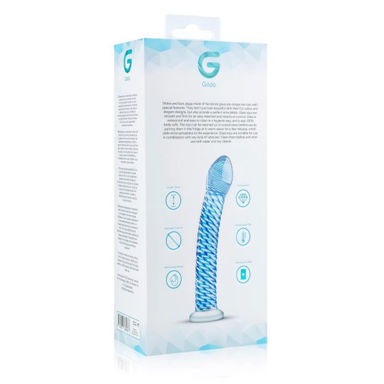 Gildo Glass No. 5 - spirálové skleněné dildo (průhledné modré)