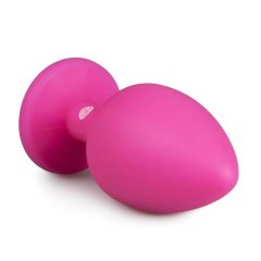   Easytoys Diamond - anální kolík s bílými kameny (velký) - růžový