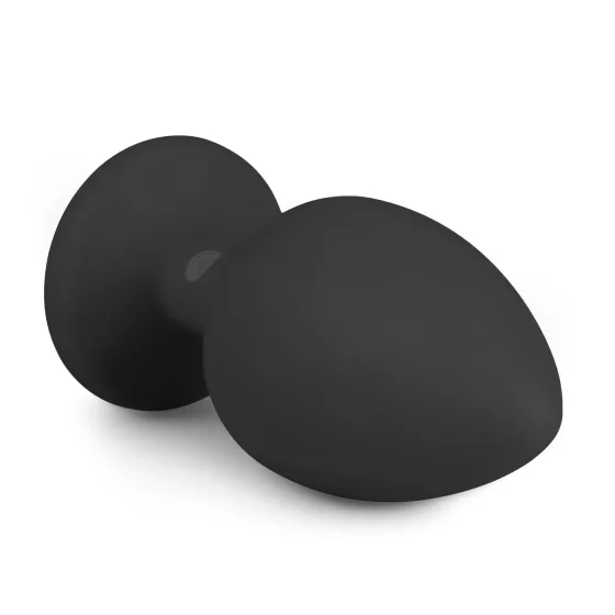 Easytoys Diamond - anální kolík s bílým kamenem - velký - černý
