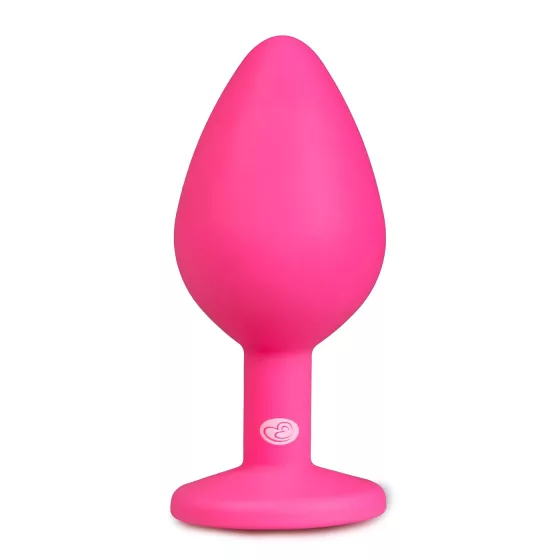Easytoys - anální kolík s bílým kamenem - střední - růžový