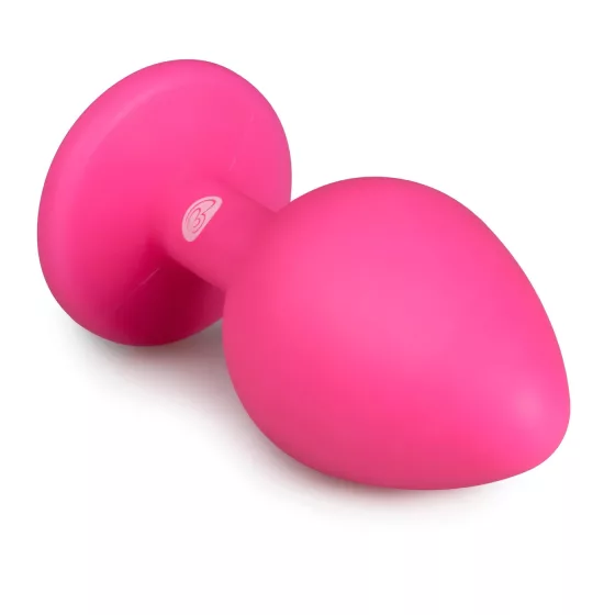 Easytoys - anální kolík s bílým kamenem - střední - růžový