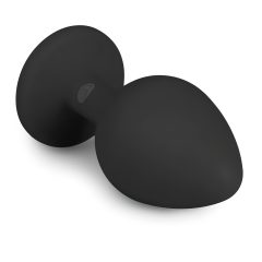   Easytoys Diamond - anální kolík s bílým kamenem (střední) - černý