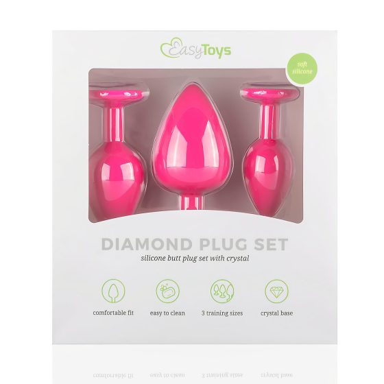 Easytoys Diamond - anální kolíky sada - růžová