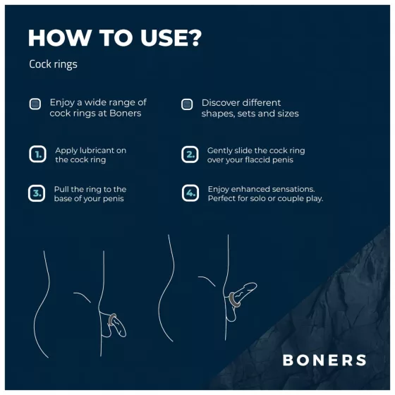 Boners - sada erekčních kroužků na penis - 3 ks - šedá