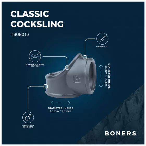 Boners - erekční kroužek a natahovač varlat - silikon šedý