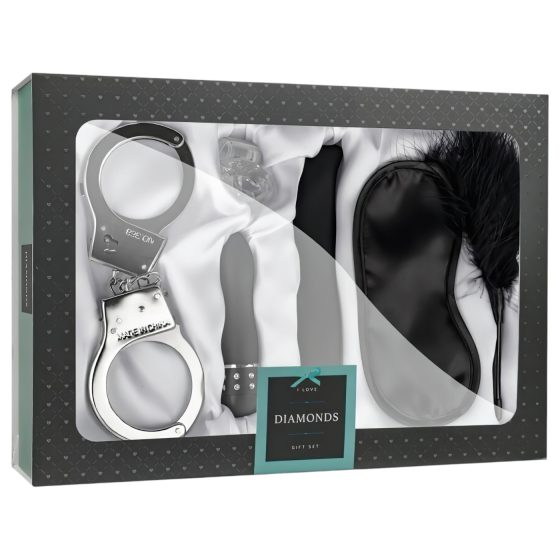 LoveBoxxx Miluji Diamanty - 6dílná sada pro bondage - černo-stříbrná