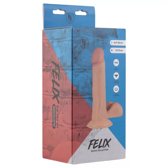 Real Fantasy Felix - realistické dildo s varlaty - 22 cm - tělová