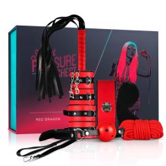   Secret Pleasure Chest - BDSM sada pro pokročilé - 10 dílů - červená