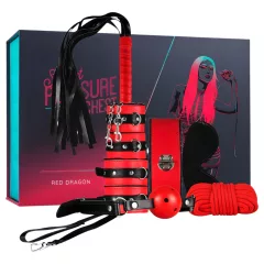   Secret Pleasure Chest - pokročilá sada BDSM - 10dílná (červená)