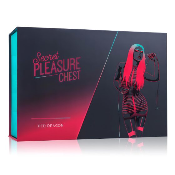 Secret Pleasure Chest - pokročilá BDSM sada - 10 dílná (červená)