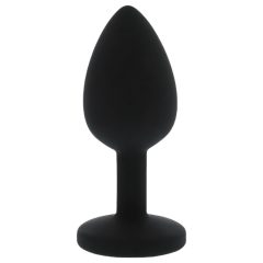   Oblíbenec Vždy - anální plug s fialovým kamenem, silikonový (černý)