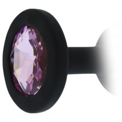   Oblíbenec Vždy - anální plug s fialovým kamenem, silikonový (černý)