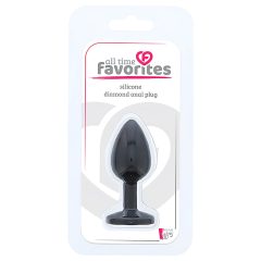   Oblíbenec Vždy - anální plug s fialovým kamenem, silikonový (černý)