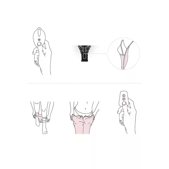 Pantyrebel - černé akumulátorové, rádiové krajkové tanga s vibrátorem (S-L)
