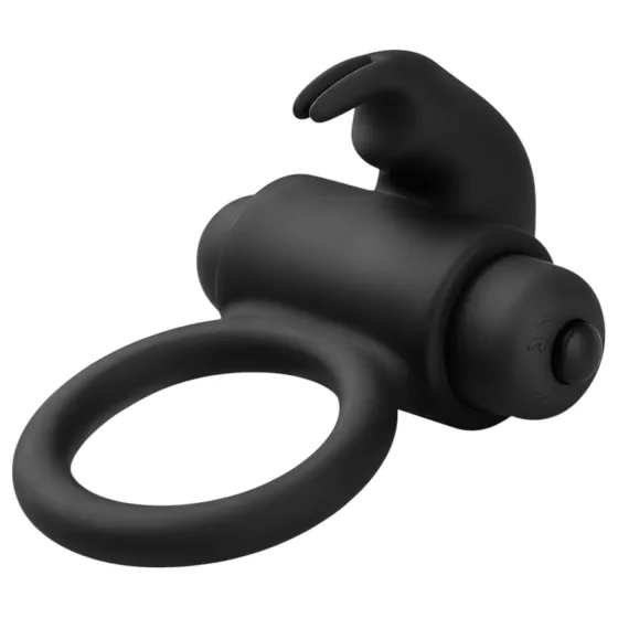 EasyToys - vibrační erekční kroužek s králíčkem - černý