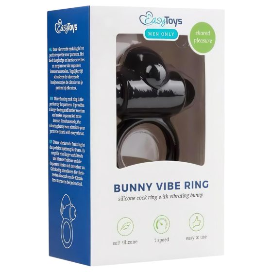 EasyToys Bunny - vibrační erekční kroužek (černý)
