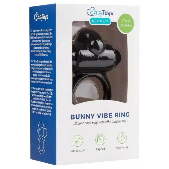 EasyToys - vibrační erekční kroužek s králíčkem - černý