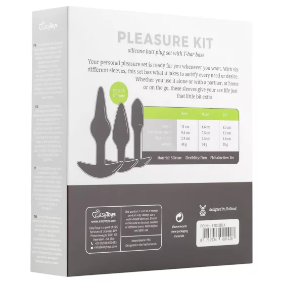 EasyToys Pleasure kit - různorodá sada análních kolíků (černá)