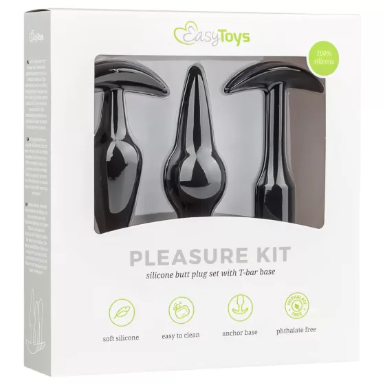 EasyToys Pleasure kit - různorodá sada análních kolíků (černá)