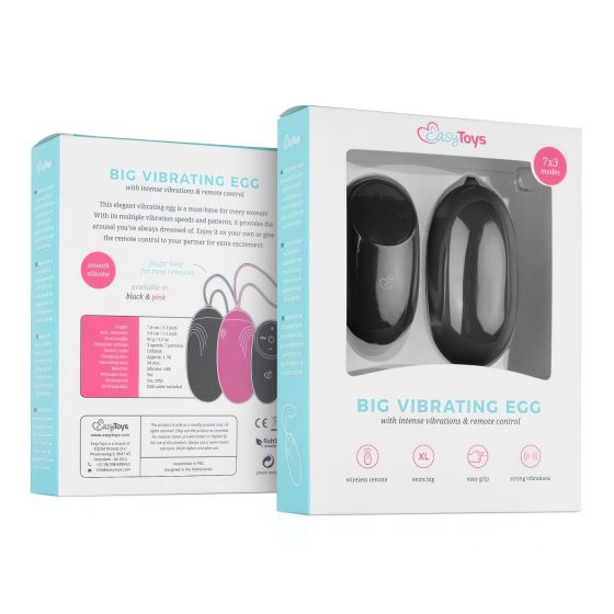 Easytoys - nabíjecí, vodotěsné, bezdrátové vibrační vajíčko (černé)