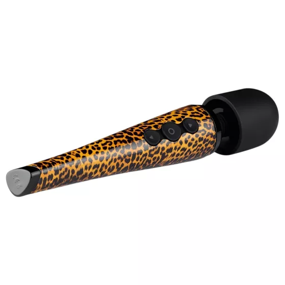 Panthra Shaka Wand - vibrační masážní pomůcka - dobíjecí - leopardí černá