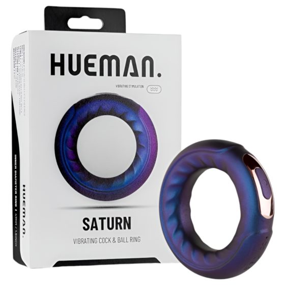 Hueman Saturn - nabíjecí, vodotěsný vibrační erekční kroužek (fialový)