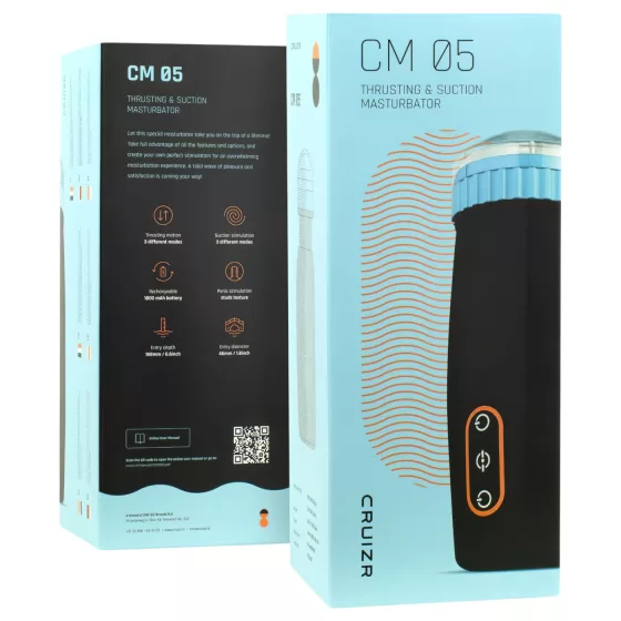 CRUIZR CM05 - automatický masturbační strojek - pohyblivý, sání - černá/modrá