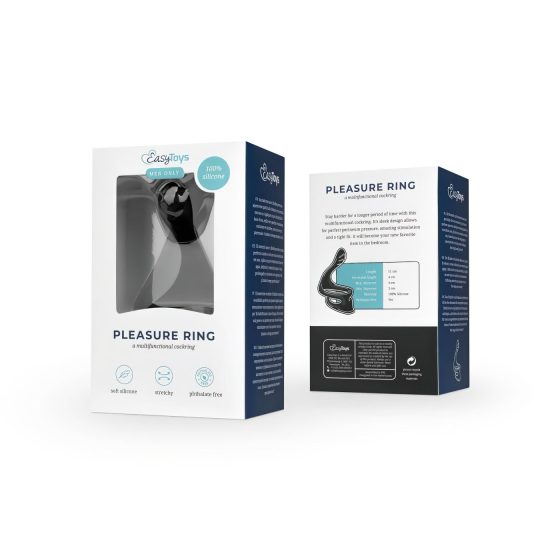 Easytoys Potešení kroužek - pružný erekční a varlatový kroužek (černý)