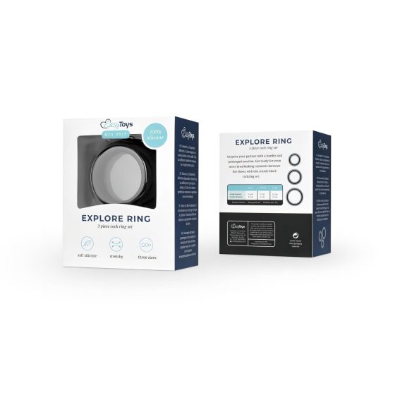 Easytoys Explore Ring - sada erekčních kroužků - 3 kusy (černá)