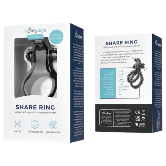 Easytoys - vibrační kroužek na penis a varlata - černý