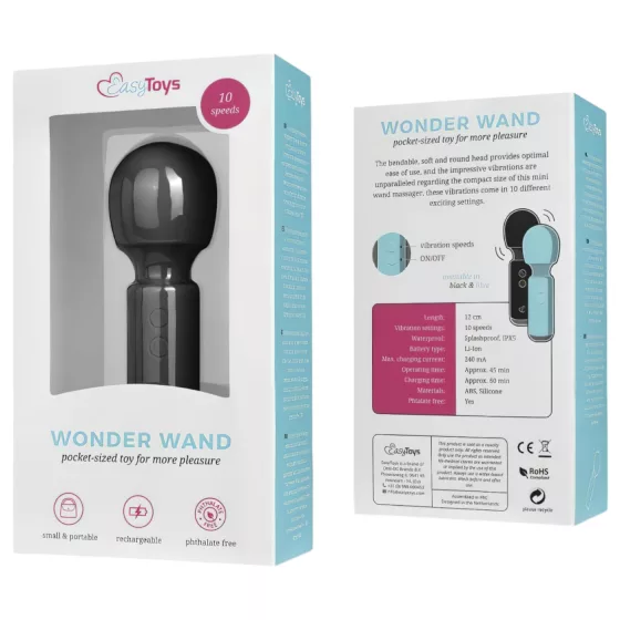 Easytoys - mini masážní vibrátor - dobíjecí - černý