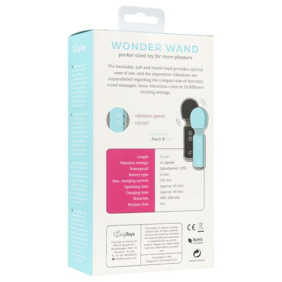 Easytoys Wonder Wand - akumulátorová mini masážní vibrátorová hůlka (černá)